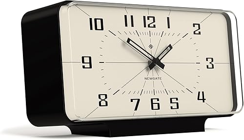 NEWGATE Grande Horloge de cheminée rectangulaire rétro Planet' dans Un boîtier en Silicone Souple avec lentille Acrylique moulée en 3D, en Noir. avec Mouvement de Balayage Silencieux. - Nail Gallerys