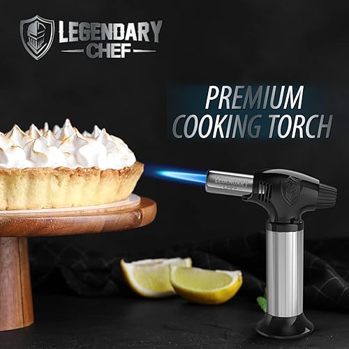 LEGENDARY CHEF Torche Culinaire - pour Crème Brûlée, Desserts & Grillades - Briquet au Butane avec Verrouillage & Flamme Réglable (Gaz Butane Non Compris) - Noir, (BS-400) - Nail Gallerys