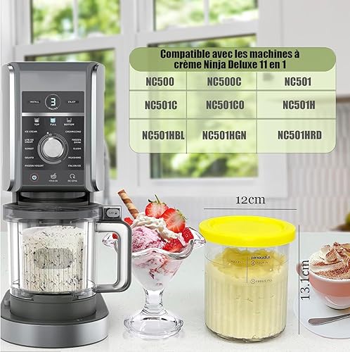 Lot de 4 Récipients à Crème Glacée de Rechange pour Ninja Creami Deluxe NC500/NC501/NC501EU Series, 680ML pour Accessoires Ninja Machine à Glace, Sans BPA - Nail Gallerys