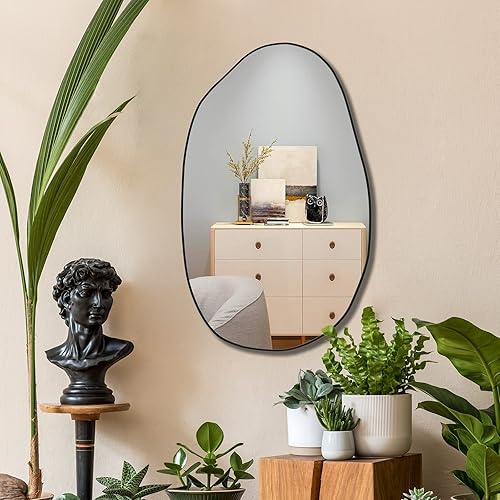 CASSILANDO Miroir Mural irrégulier, Miroir asymétrique à Fixation Murale, Miroir de courtoisie Unique, Miroir décoratif pour Salon, Salle de Bain, Chambre, entrée, décoration Murale 85 x 52 cm - Nail Gallerys