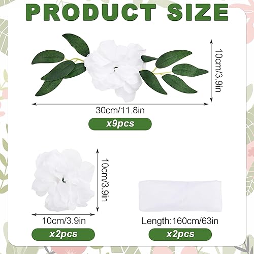 Décoration Voiture Mariage de Tulle Kit Deco Mariage Voiture Extérieur pour Champetre Decoration Voiture Extérieur pour mariage 13 Pièces avec 11 Fleurs Artificielles - Nail Gallerys