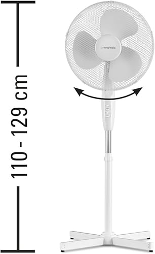 TROTEC Ventilateur sur Pied TVE 16 | Hauteur Ajustable | 3 Vitesses | pales aérodynamiques | très Silencieux | Fonction Oscillation 90° | 50 W - Nail Gallerys