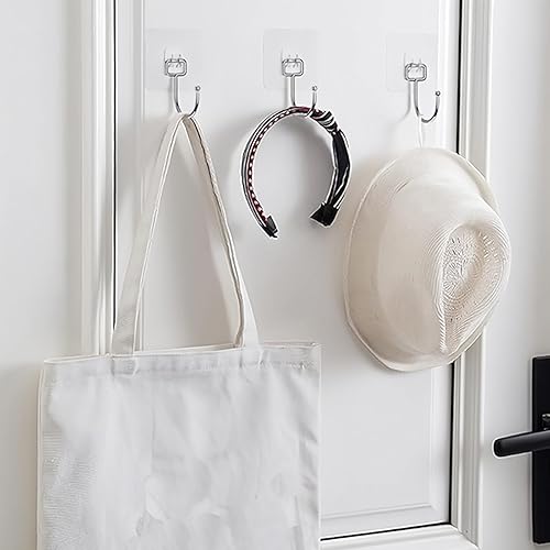 WJUAN 15 Crochets Adhésifs Transparents - Crochets en J Autocollants pour Carrelage, Verre & Métal - Fixation Sans Percer - Solution Discrète - Nail Gallerys