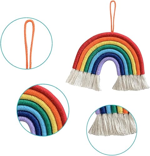 Tenture Murale tissée Arc-en-Ciel, Arc en Ciel Macramé, Tapisserie Murale en macramé Arc-en-Ciel, Suspension Murale en Forme d’Arc-en-Ciel en macramé tressé pour Chambre d'enfant, Maison Décor - Nail Gallerys