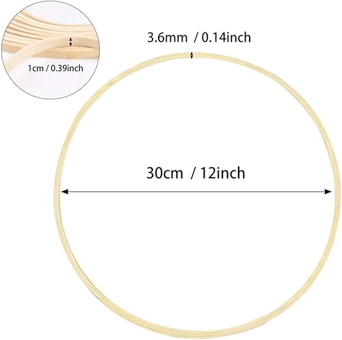 Yeenee Lot de 5 anneaux en bois de bambou à motif floral – Anneaux pour loisirs créatifs, décoration de couronne de mariage et loisirs créatifs (30,5 cm) - Nail Gallerys