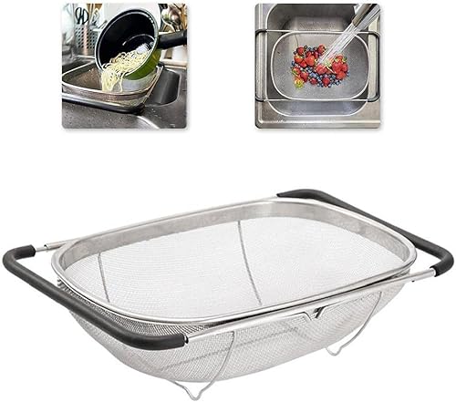 Dessus de l'évier Passoire maille fine en acier inoxydable avec poignée Passoire Panier pour évier de cuisine S Accessoires - Nail Gallerys
