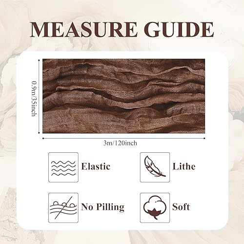 Asee'm Lot de 4 chemins de table en gaze - 300 x 90 cm - Marron - Style bohème transparent - Pour mariage, douche et fête - Nail Gallerys