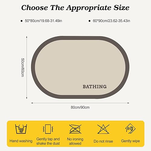Ergocar Tapis De Bain Velours Court Doux Terre De Diatomées Séchage Rapide Nettoyage Facile Caoutchouc Antidérapant pour Plancher De Salle De Bain, Entrée, Cuisine, Dortoir Familial - Nail Gallerys
