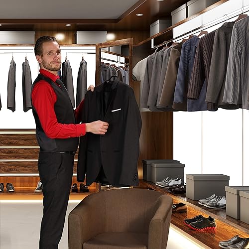 Relaxdays Cintres pour costumes revêtement antidérapant noir métal lot de 10, noir,45 x 22,5 x 3 cm - Nail Gallerys