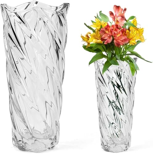 ADERTOS Vase en Verre Transparent Vase Moderne en Verre Vase de Fleurs Transparent Décoration Vase de Table Moderne Bouteille de Vase à Fleurs en Verre pour Arrangement Floral, Mariage - Nail Gallerys