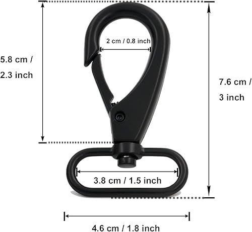 BIKICOCO mousquetons pivotants, fermoir mousqueton à ressort, Oeil pivotant de 2.5 cm, Argenté - 6 pièces - Nail Gallerys