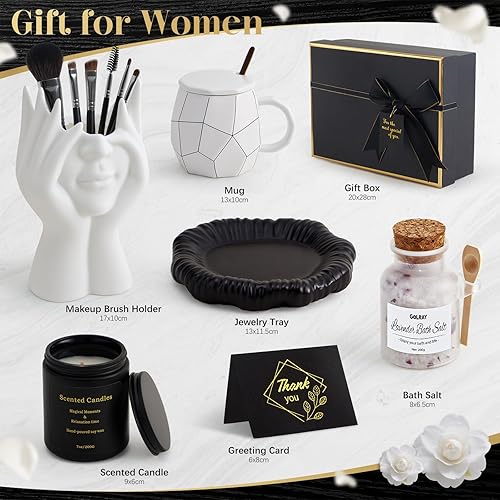Coffret Cadeau Femme, Cadeau Femme Original Utile avec Mug Bougie Parfumées Sel de Bain, Idee Cadeau Anniversaire Femme Maman, Cadeau Fete Des Meres, Cadeau pour Maman Soeur Meilleure Amie - Nail Gallerys