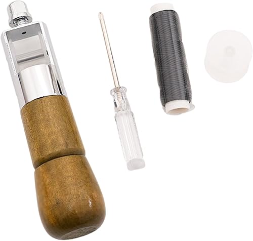 LIbgiubhy Poinçons de couture avec poignée en bois - Outil de réparation rapide pour cuir, chaussures, sacs, ceintures, tissus lourds et toile - Nail Gallerys