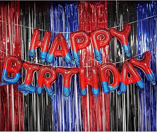 Spider Theme Bannière d'anniversaire Décorations de fête Ballons Lettres Superhero Party Supplies pour garçons (Spider) - Nail Gallerys
