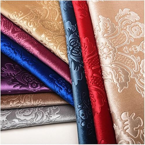 NAKAN Tissu de Velours Gaufré Tissu D'ameublement au Mètre 140cm Large Style Vintage pour Décoration Intérieure, Artisanat de Couture, Housse de Canapé, Rideau(Color:RED2) - Nail Gallerys