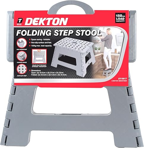 Dekton Marchepied Pliable Gris Compact | Surface et Pieds antidérapants | Capacité de Charge maximale de 150 kg | Couleur Grise élégante | Construction en Plastique Durable et Robuste | Idéal pour la - Nail Gallerys