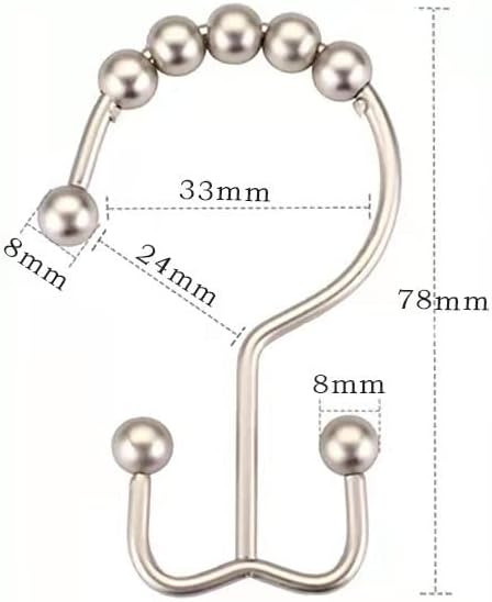 ZSLJSWDZ 12 PCS Crochets Rideau,Douche Crochets Double Face,Anneaux de Rideau de Douche en Acier Inoxydable pour Salle de Bain fenêtre tiges Rideaux doublures - Nail Gallerys