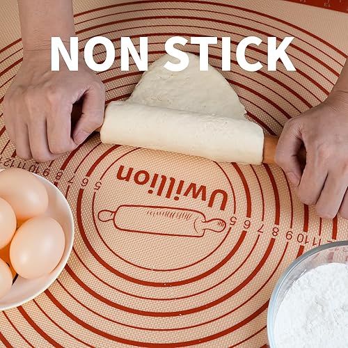 UWILLION Tapis de cuisson en silicone - 90 x 60 cm - XXL - Avec mesure pour fondant, pizza, pain - Nail Gallerys