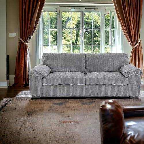 Grand canapé 3 places en velours côtelé doux et moderne (gris) - Nail Gallerys