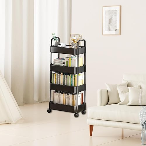Zankie Rangement À 3/4 Niveaux sur roulettes - Chariot Utilitaire Roulant Coulissant, Chariot Utilitaire Rangement Cuisine, Rangement Roulant pour Cuisine Chambre À Coucher - Nail Gallerys