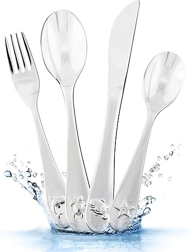 Koru Kids® Couverts en inox pour enfants - 4 pièces - lavable au lave-vaisselle - Cadeau d'anniversaire et de baptême - Nail Gallerys