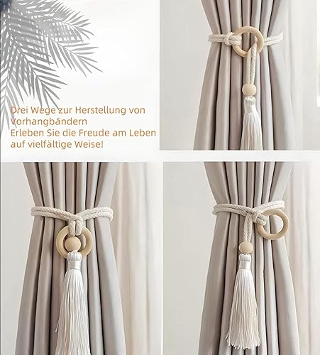 Sinxioer Lot de 4 embrasses pour rideaux, blanches, boucles modernes, pour chambre à coucher, bois - Nail Gallerys