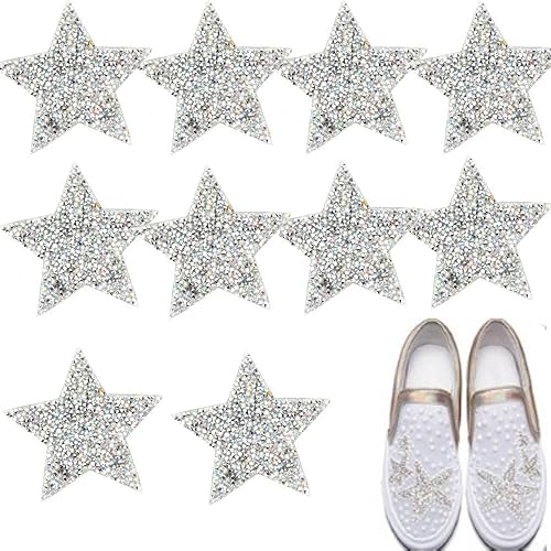 autocollants strass scintillantsfer sur les vêtements Patch pour chaussures habillées sac chapeau(Couleur AB), 10 pièces 8 cm strass étoile Applique Clothing Accessories - Nail Gallerys