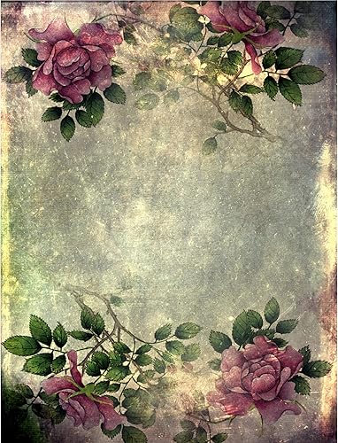 Lot de 6 feuilles de papier pochoir Motif roses foncées 20,32 x 26,67 cm 30 g/m² - Nail Gallerys