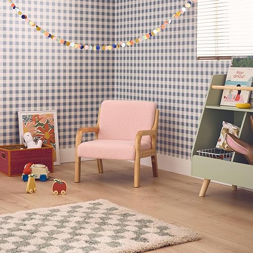 sweeek - Fauteuil scandinave Enfant en Bois et Tissu Bouclette Rose - Nail Gallerys