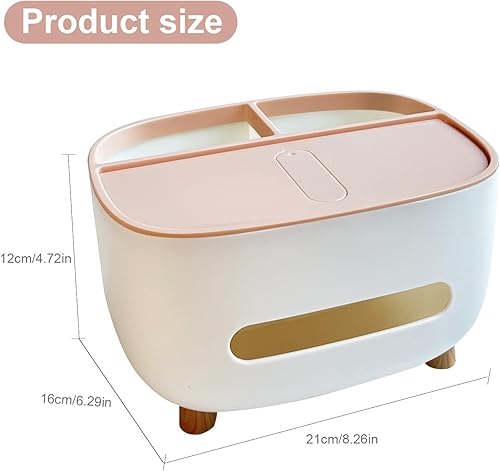 Support de boîte à mouchoirs avec rangement, boîte de rangement de bureau, distributeur de mouchoirs adapté pour table de nuit, commode, cuisine, table (rose) - Nail Gallerys