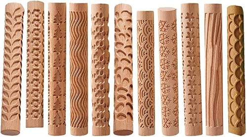 Rouleau à pâtisserie en bois gaufré avec motif floral - Outil de bricolage 3D - Outil de pétrissage pour biscuits, pâtisseries décoratives (petites fleurs) - Nail Gallerys