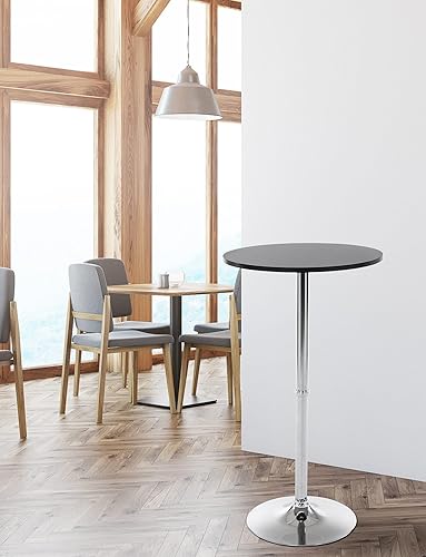 CLP Table De Bar Ronde en Bois I Table De Gastronomie avec Pied en Aluminium Et Plateau en Bois I Table Mange Debout Ø 60 cm Et Hauteur 110 cm, Couleur:Noir/Noir - Nail Gallerys