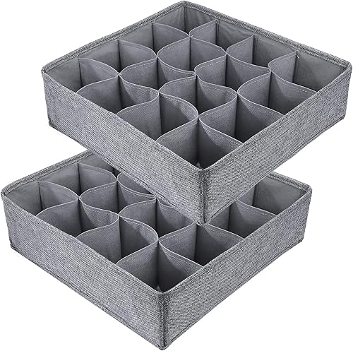 MaoXinTek Organisateur de Tiroir Pliable Tissu de jute pour Sous-vètements, Soutien-Gorges, Chaussettes Boîte de Rangement à Compartiment Gain de Place, Lot de 2 (Gris) - Nail Gallerys