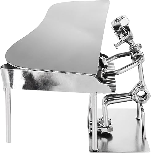 BRUBAKER Figurine à Vis Pianiste avec Piano à Queue - Travail Manuel Figurine en Fer Homme en Métal Pianiste - Figurine en Métal Piano Décoration Cadeau pour Musicien - Nail Gallerys