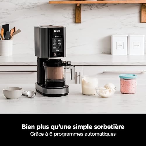 Ninja CREAMi machine à crème glacée et à desserts glacés, 7 programmes, pour faire de la crème glacée, gelato, sorbet, des bols à smoothie ou des milk-shakes, noir/argent, 1,4L, NC300EU - Nail Gallerys