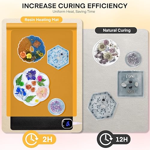 TopDirect Tapis Chauffant pour Résine Époxy 60x36 cm, avec Thermostat et Minuterie, Kit Complet avec Tapis en Silicone 60x40 cm et 2 Couvercles - Accessoires pour Moulage Résine - Nail Gallerys