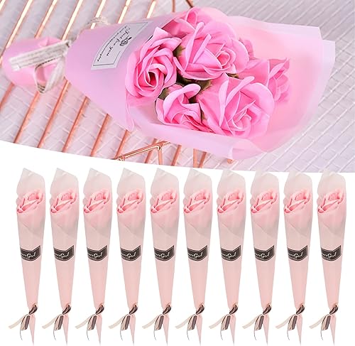 Lwuey 10 Pcs Bouquet de Savon Parfumé,Roses Eternelle Artificielles,Savon De Pétale De Rose pour Fête des Mères,Anniversaire,Saint Valentin,Mariage - Nail Gallerys