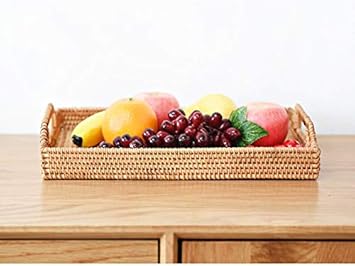Plateau Repas de Service Rectangulaire, Rotin, 43x29x4.5cm - Nail Gallerys