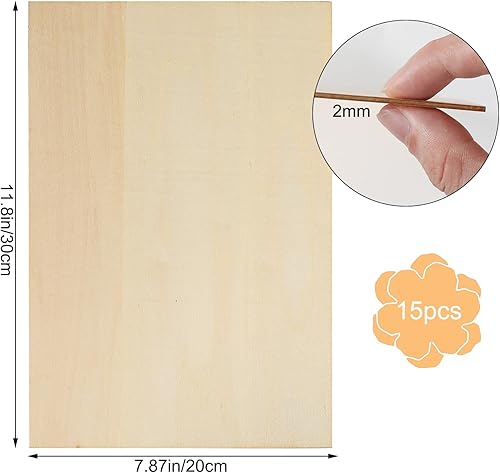 Leiptes 15 pcs Contreplaqué 300 x 200 x 2 mm Feuilles de Bois de Balsa Panneau de Contreplaqué en Bois de tilleul non peint pour Bricolage, Fabrication de Maquettes - Nail Gallerys