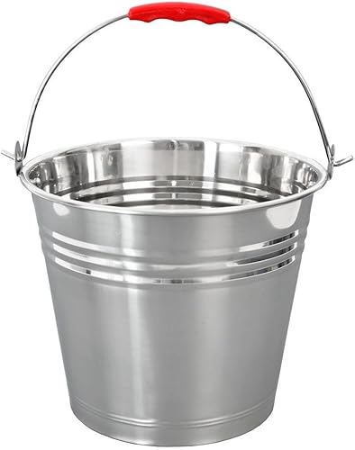 Acier Inoxydable Seau avec poignée dans différentes Tailles 5L/10L/14L, Acier Inoxydable, 14 l - Nail Gallerys