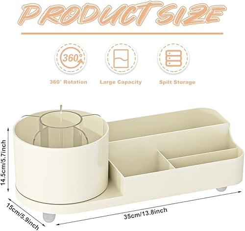 HEKOBAG Organisateur de Maquillage, Organisateur de Maquillage Rotatif à 360, Boite de Rangement Cosmétiques, Organisateur de Rangement pour Coiffeuse, Rangement Cosmétique pour Chambre, Salle de Bain - Nail Gallerys