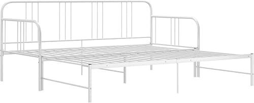 Tidyard Canapé-lit Polyvalent Extensible Cadre de Lit en Métal Blanc 90x200 cm - Nail Gallerys