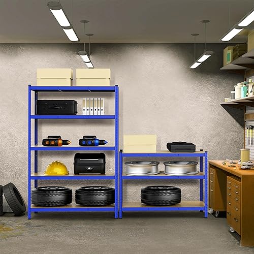 Yaheetech 2 x Étagères Charge Lourde 180 x 120 x 60 cm Clipsable Résistant Capacité 875 kg Meuble de Rangement Garage Cuisine Chambre Bleu - Nail Gallerys