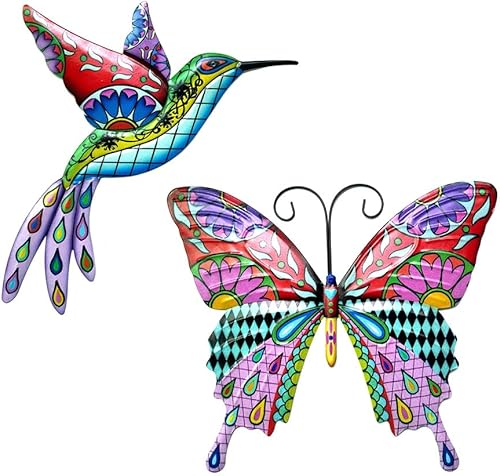 Comphic Décor d'art Mural Extérieur en Métal Oiseau Papillon, Décorations Suspendues de Sculpture Murale D'Oiseau, Décor d'art Mural D'Oiseau - Nail Gallerys
