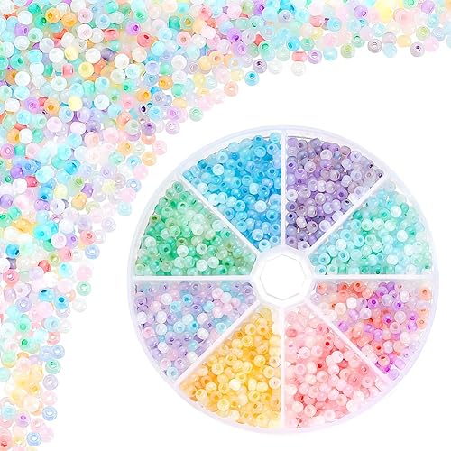PH PandaHall 1264pcs Perles de Rocaille en Verre 4mm Perles Pastel Colorées 6/0 perles de Poney Petites Perles Artisanales Perles D'Amitié pour la Fabrication de Bracelets, Bijoux, Tissage de Perles - Nail Gallerys