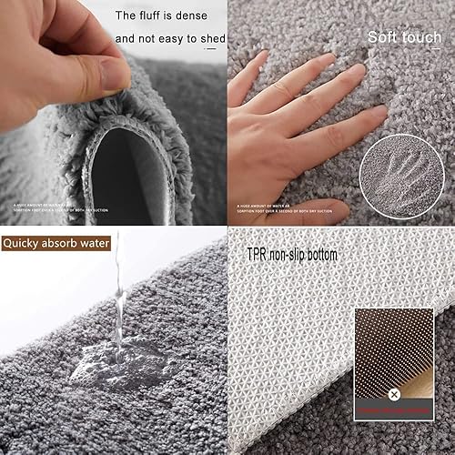 YZBBSH Tapis de Bain Courbé Arrondi en Quart de Cercle 30 x 100cm, Microfibre Antidérapant Super Absorbant, Lavable pour Douche Angle (Gris) - Nail Gallerys