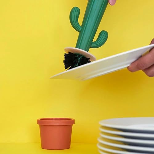 Balvi Brosse à Vaisselle Cactus Couleur Vert Brosse en Forme de Cactus et Support en Pot de Fleurs po - Nail Gallerys