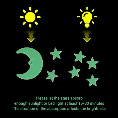 200 Étoiles Lumineuses 3D Autocollantes – Etoile fluorescente chambre enfant – Stickers Phosphorescents Colorés pour Décoration Murale et Plafond de Chambre, Créez un Ciel Étoilé Magique - Nail Gallerys