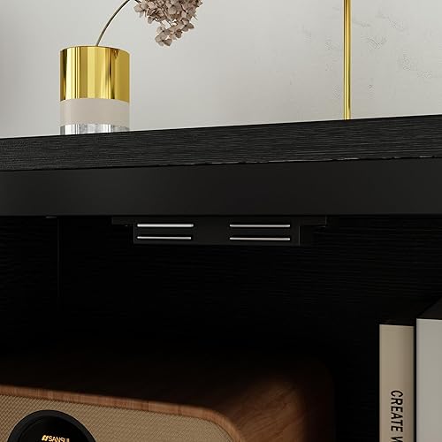 DEZAGCE Vitrine en verre avec 2 portes et cadre en fer - 40 x 140 x 75 cm - Noir - Nail Gallerys