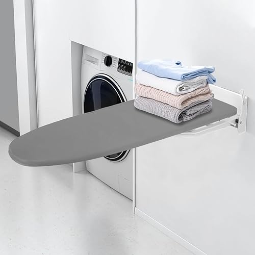 Table à Repasser Escamotable, Planche à Repasser Fixation Murale, Rotative à 180°, avec Housse de Repassage Résistante à la Chaleur, Planche à Repasser Compacte Pliable pour Petits Espaces - Nail Gallerys